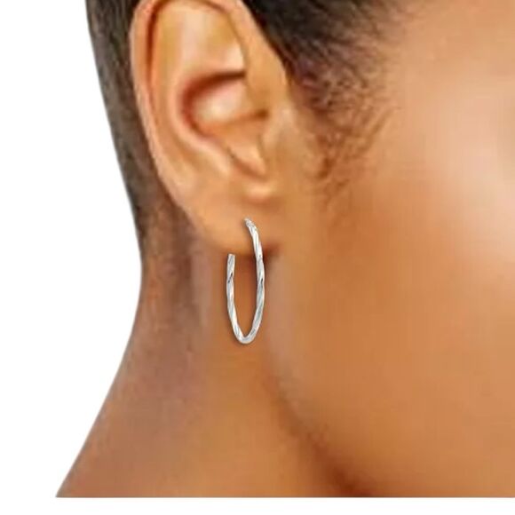 Giani Bernini Silver Curved Hoop Earrings - Picture 5 of 5